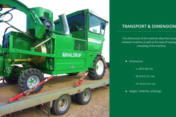 the dimensions of this machine allows fast transport between locations as well as the eas of loading and unloading